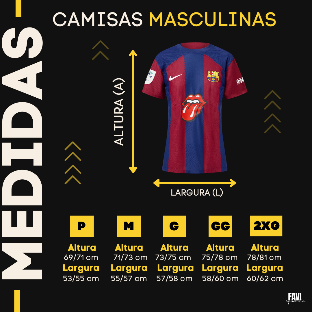 barcelona rolling stones tamanho camisa